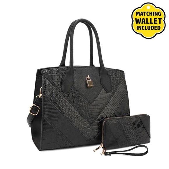 Fashion Faux Leather + Wallet Set - Picture 1 of 4